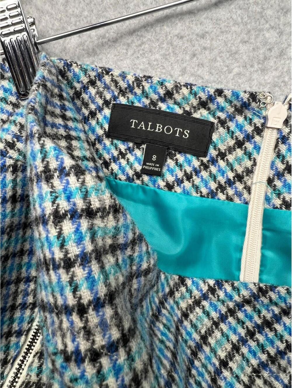 Talbots Mini Skirt Wool Lined Houndstooth Plaid Womens 8 Preppy Academia - Picture 8 of 9